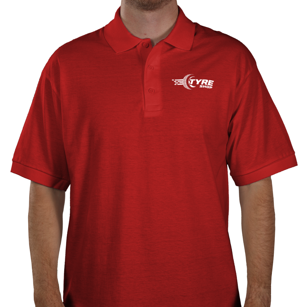 Gestalte ein bedrucktes und besticktes DryBlend® Jersey-Poloshirt Personalisierte DryBlend® Jersey-Poloshirt