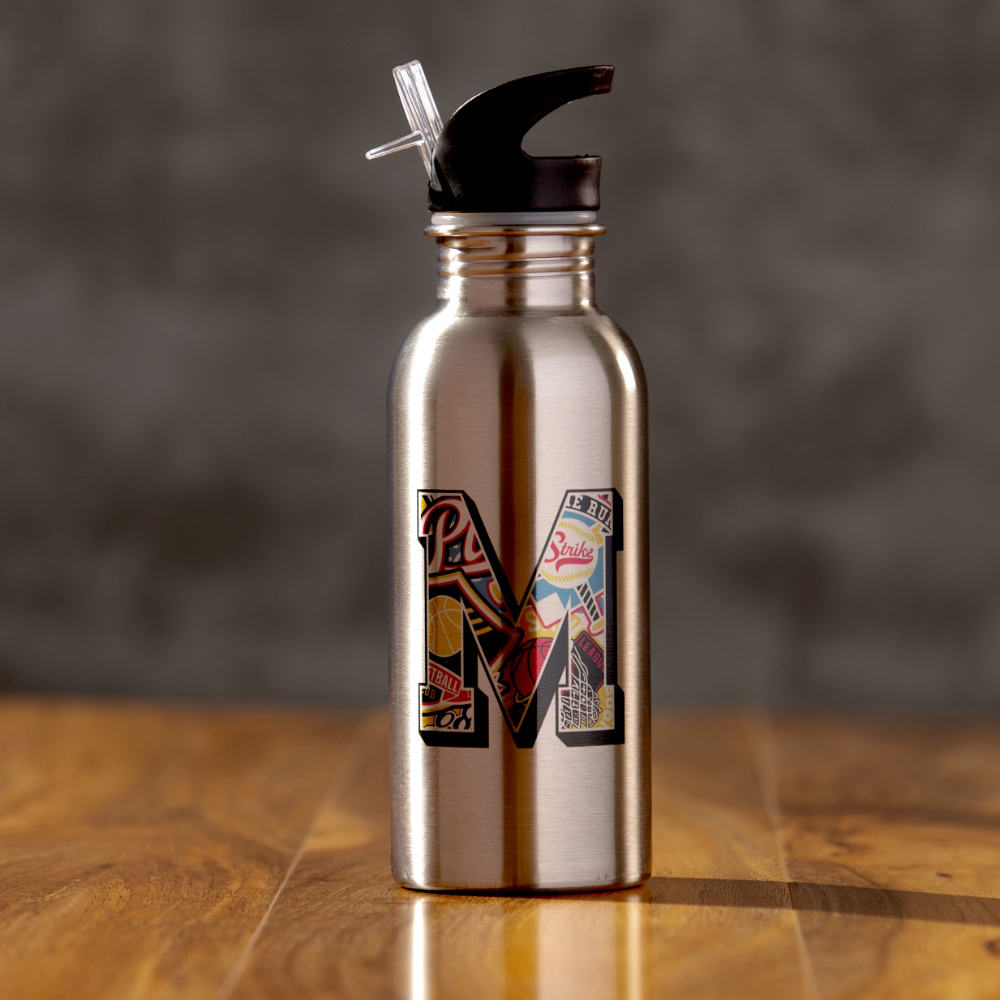 Diseña una botella de agua de acero inoxidable impresa con bebedor Botella de agua de acero inoxidable personalizada con bebedor
